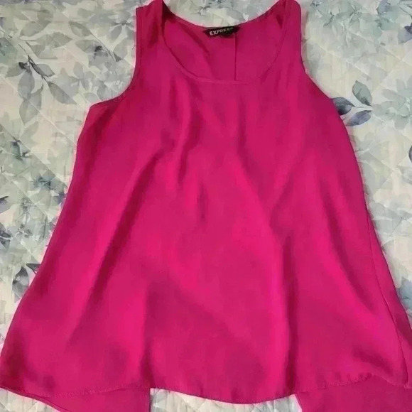 EXPRESS tank top fushia/pink blouse %100 polyester - Picture 1 of 4